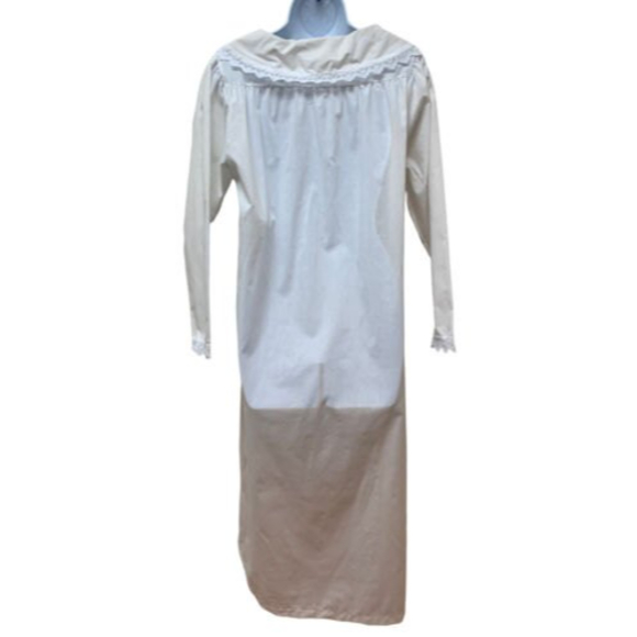 Vintage White Cotton Romantic Victorian Lace Detail Nightgown M Made in USA - Picture 2 of 9